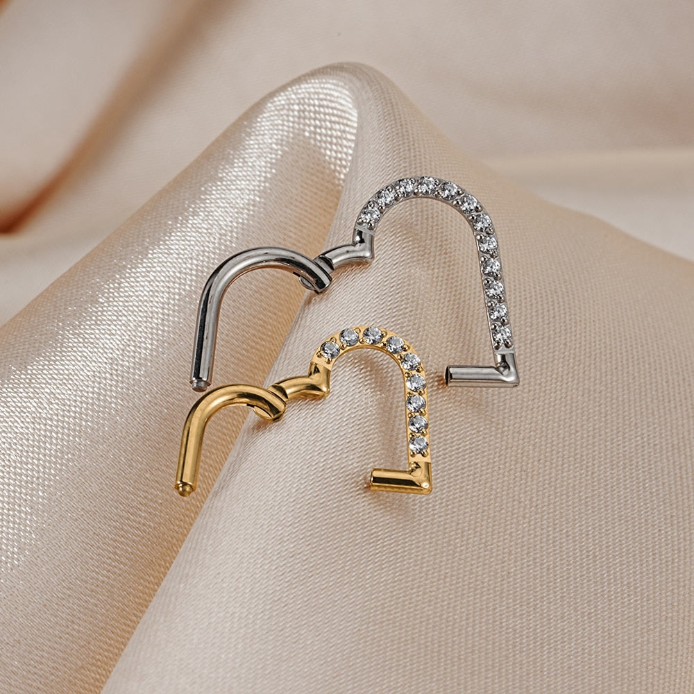 Heart daith piercing implant-grade titanium 16 gauge with CZ