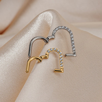 Heart daith piercing implant-grade titanium 16 gauge with CZ