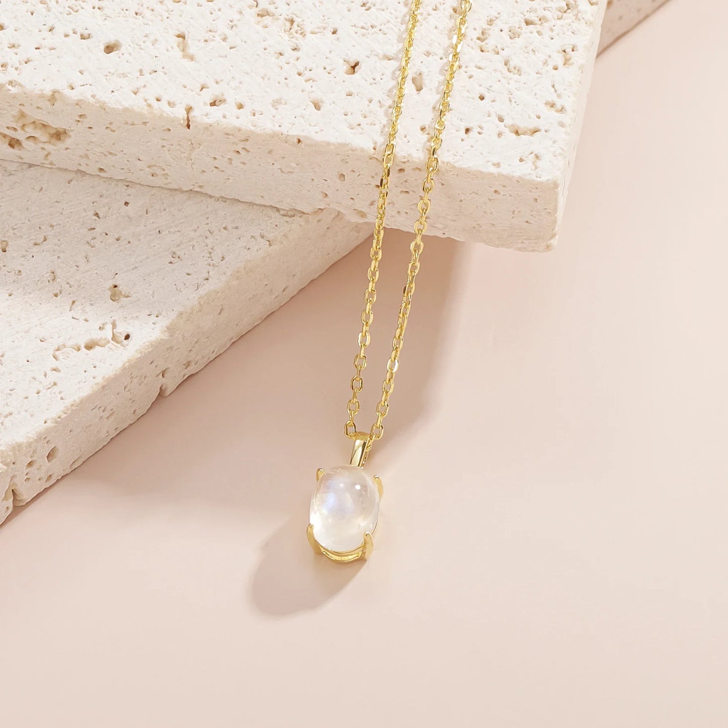 Necklace with a moonstone classic and simple birthstone necklace for mom