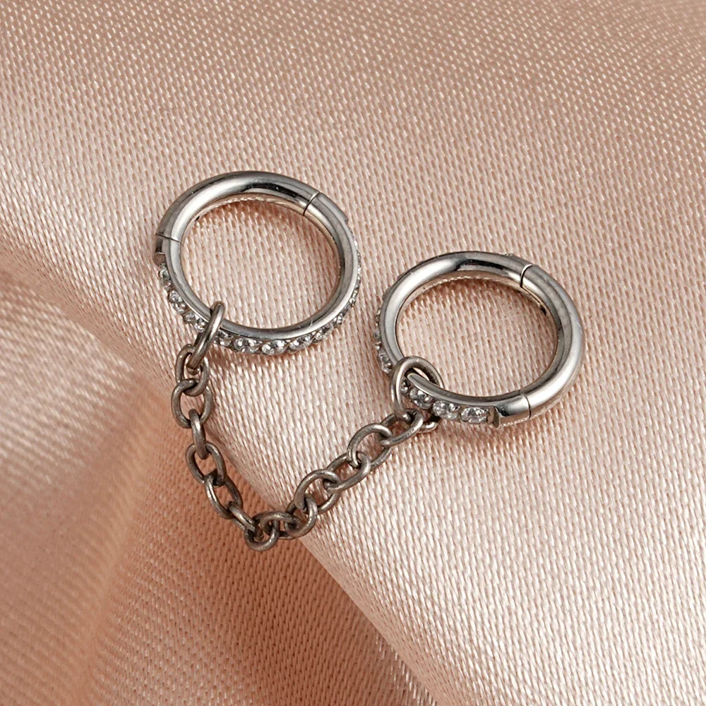 Chain earrings with diamond cartilage chain earring helix chain earrings conch industrial 16G