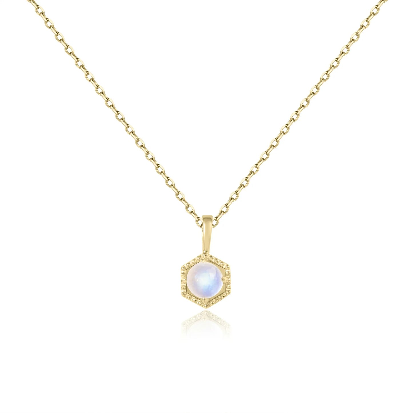 White moonstone necklace hexagon for women