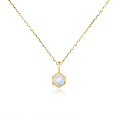 White moonstone necklace hexagon for women