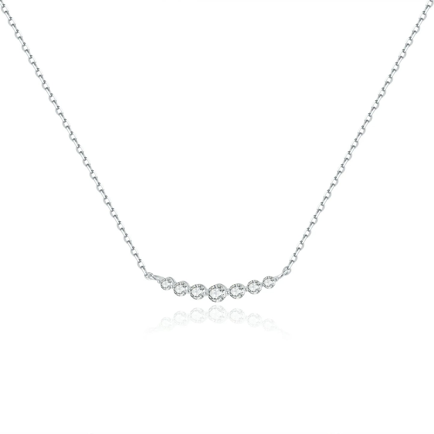 Moissanite necklace with 7 moissanite stones dainty moissanite necklace 2mm 3mm