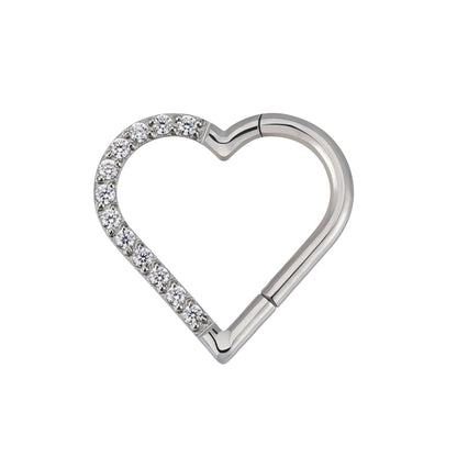 Heart daith piercing implant-grade titanium 16 gauge with CZ