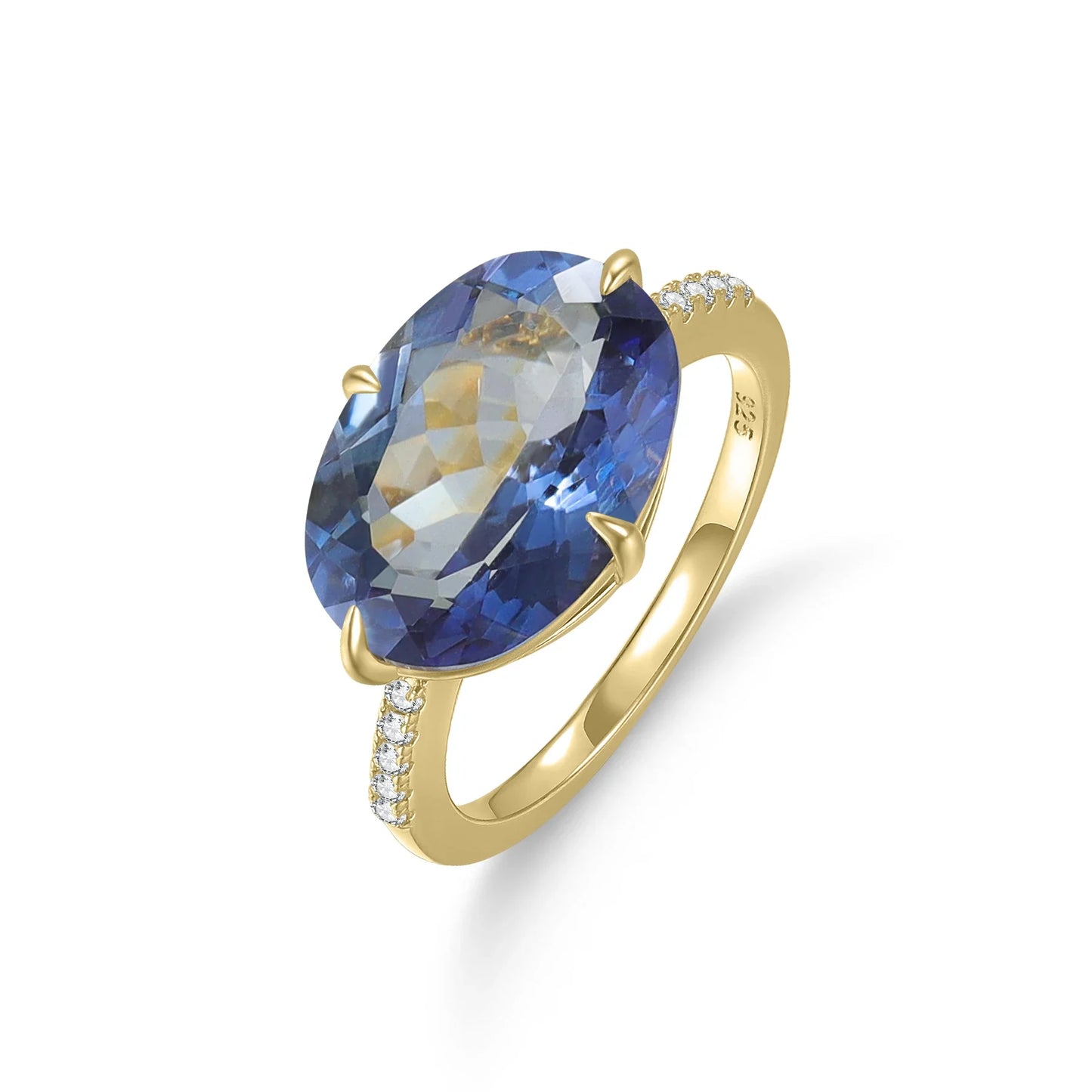 Cocktail rings with large oval gemstones amethyst topaz citrine lemon quartz mystic quartz