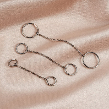 Helix to lobe chain earring with hoops titanium 16G