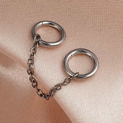 Helix to lobe chain earring with hoops titanium 16G