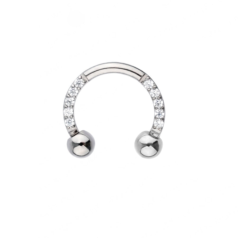 Horseshoe septum ring with CZ titanium 16G