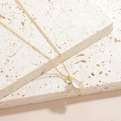 Dainty moonstone necklace with diamond cz stones cute necklace