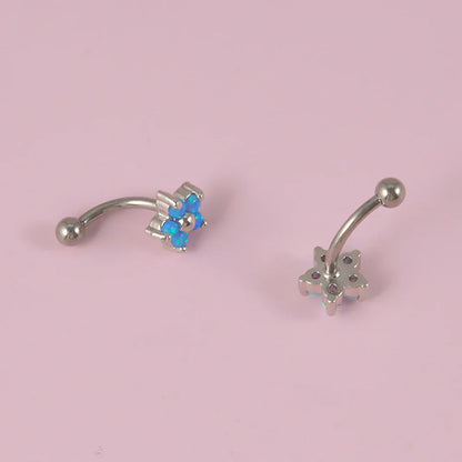 Opal vertical labret jewelry white blue opal titanium curved barbell rook piercing