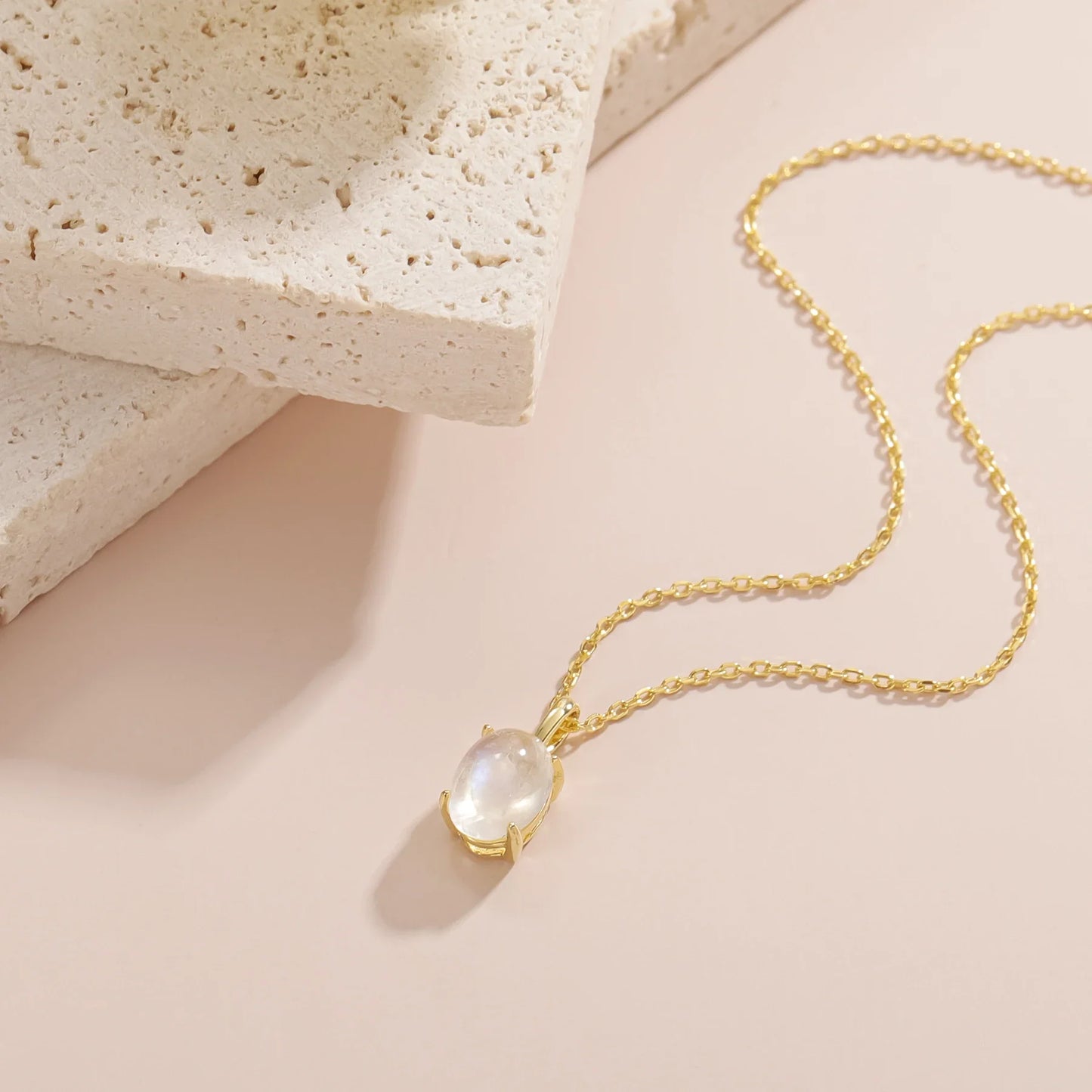 Necklace with a moonstone classic and simple birthstone necklace for mom