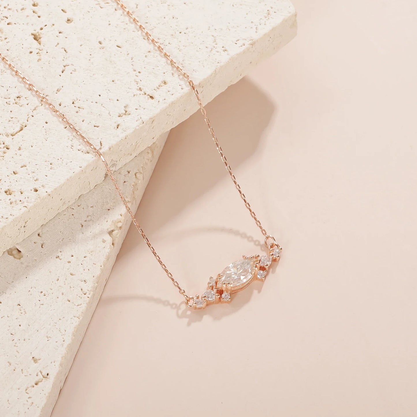 Moissanite pendant necklace with a marquise clear stone necklace for girlfriend