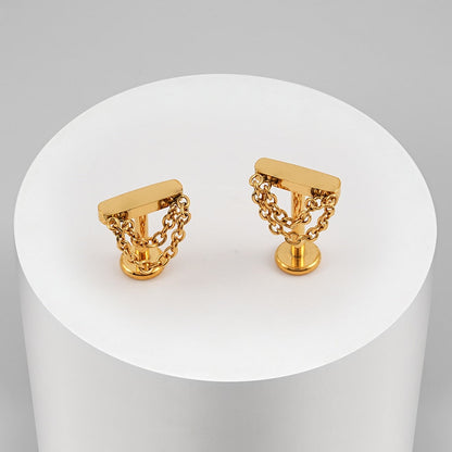 Helix stud earrings with chains implant-grade titanium 16 gauge internally threaded