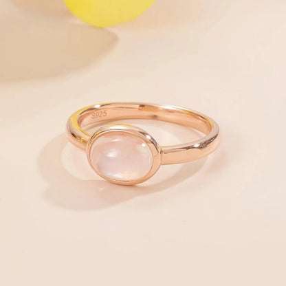 Moonstone bezel ring with an oval moonstone rose gold ring mother's ring