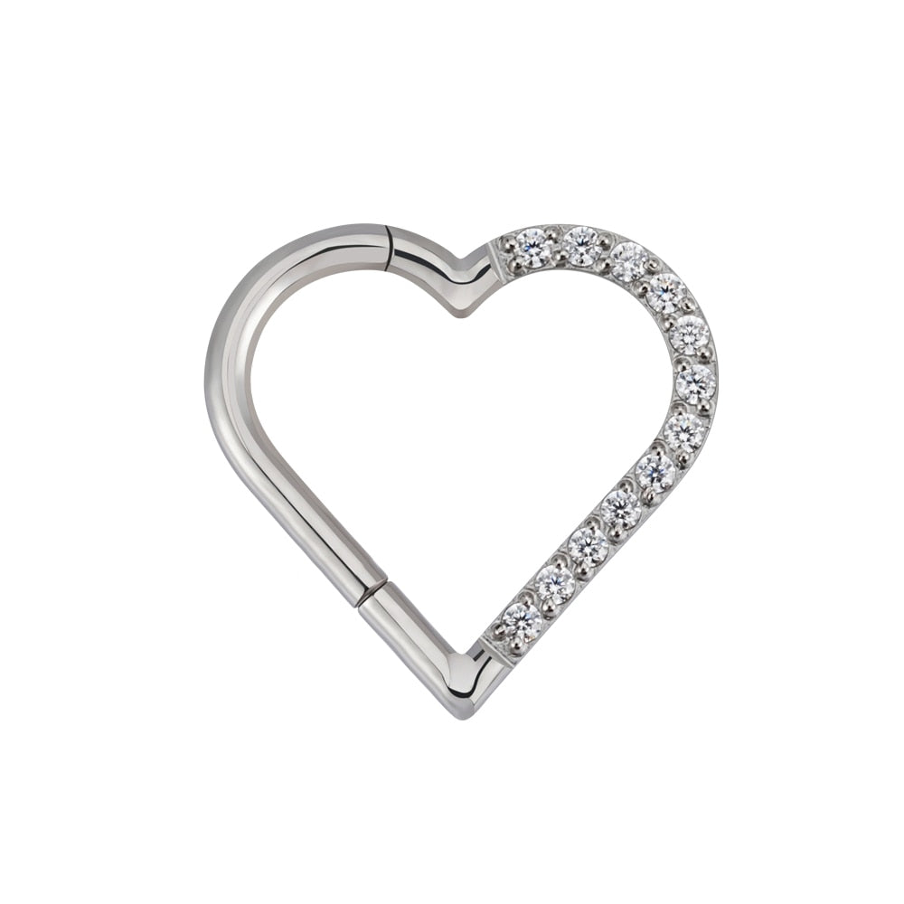 Heart daith piercing implant-grade titanium 16 gauge with CZ