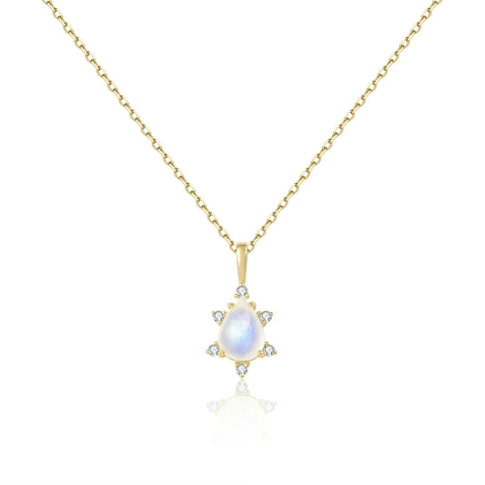 Moonstone pendant necklace teardrop with diamond cz stones mama necklace