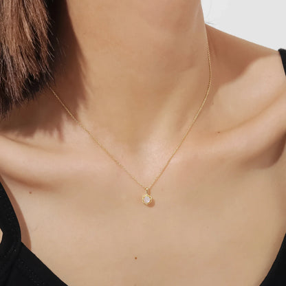 White moonstone necklace hexagon for women