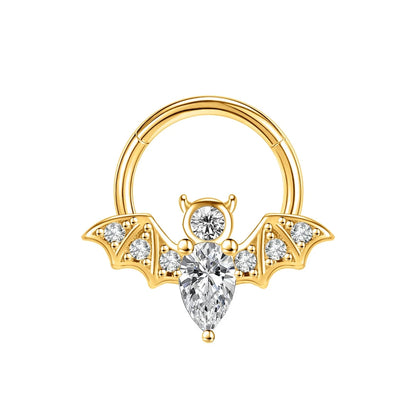 Bat septum ring 16G cool bat wings diamond segment clicker 8mm 10mm titanium