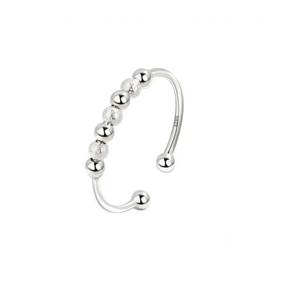 Beaded fidget ring sterling silver anxiety ring worry ring