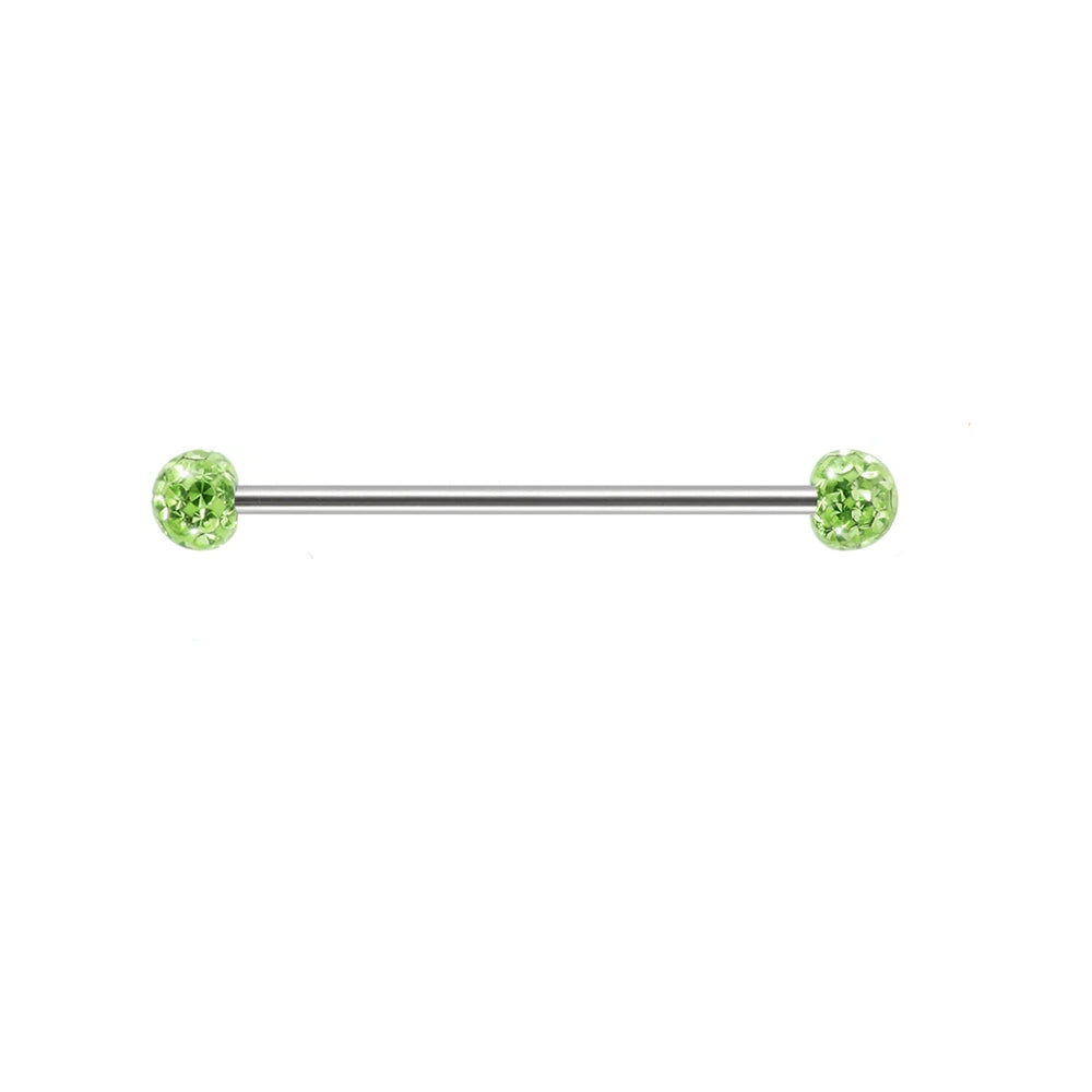 Beautiful industrial piercing with colorful crystal balls titanium industrial barbell tongue piercing jewelry