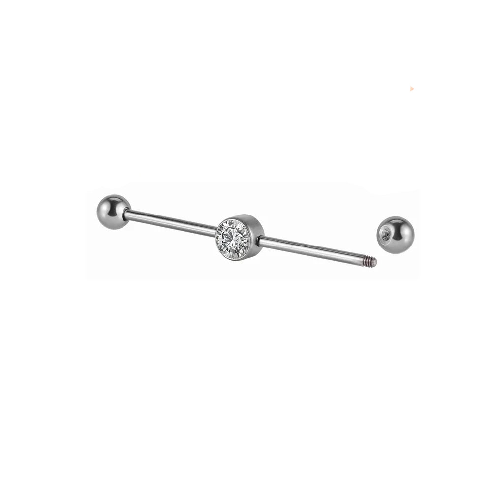 Opal industrial piercing titanium opal industrial barbell 14G 38mm white opal black opal