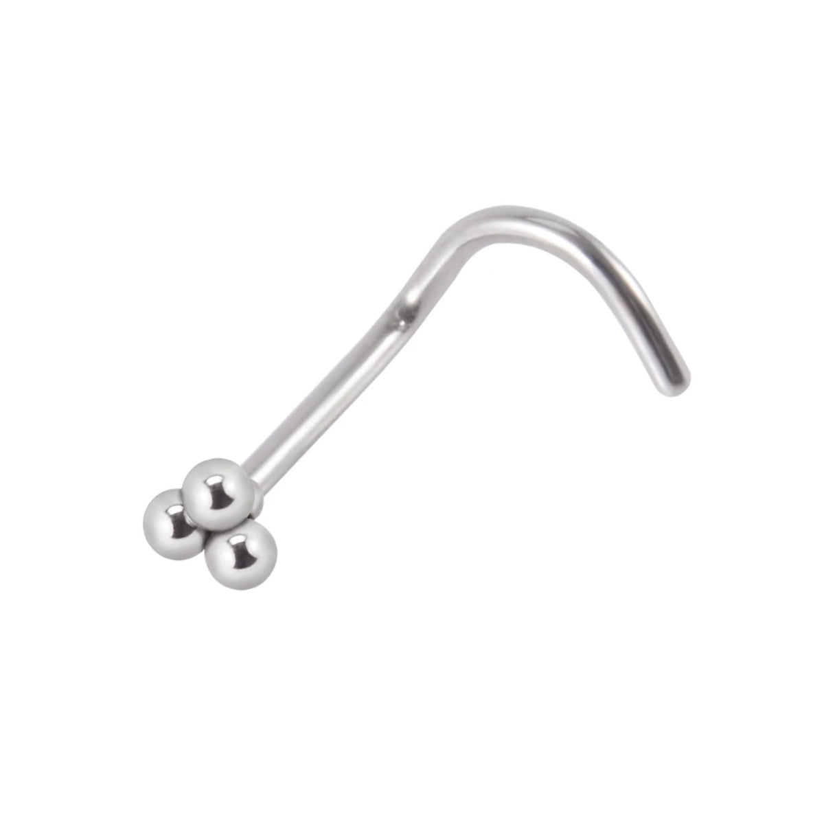 Corkscrew nose stud with 3 dots titanium silver nose ring 20G 6mm
