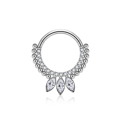 Diamond septum ring 16G titanium clicker nose ring