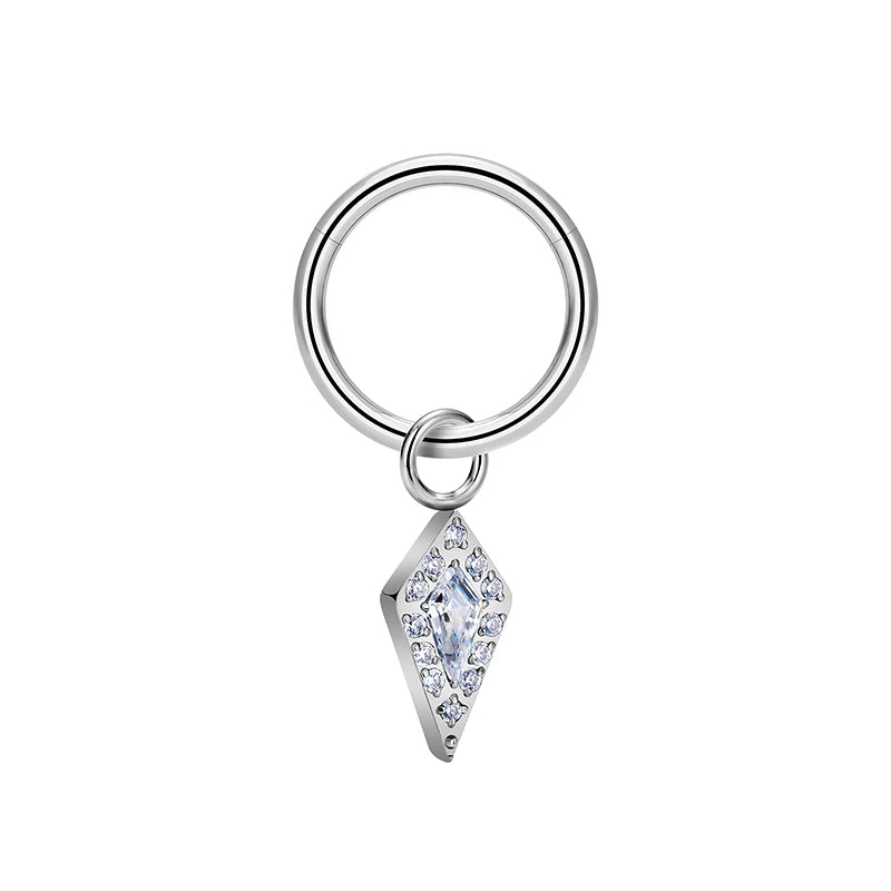 Forward helix hoop with CZ stones 16G small dangle earring titanium