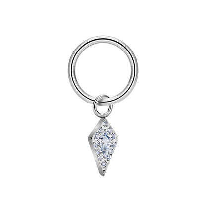 Forward helix hoop with CZ stones 16G small dangle earring titanium