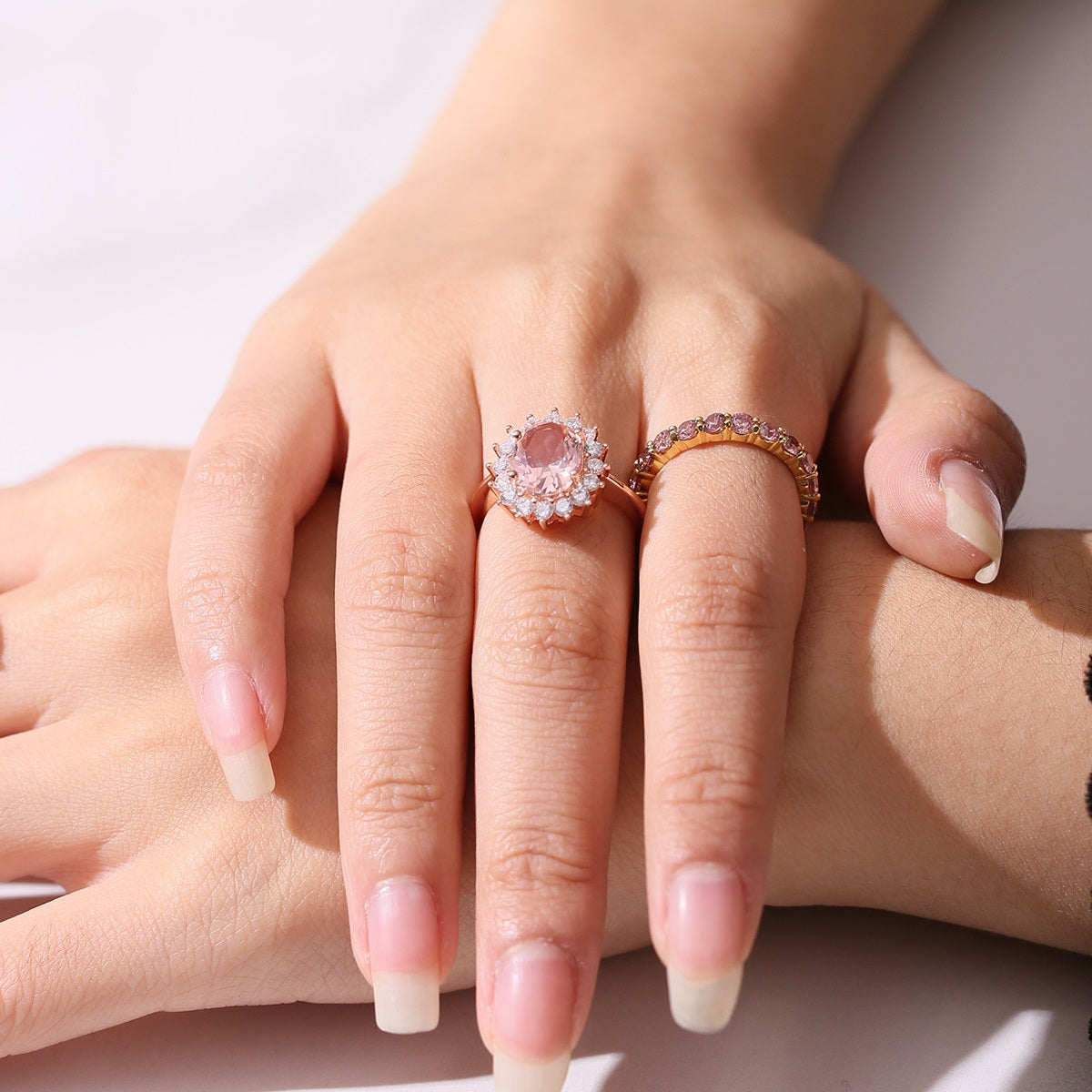 Pink morganite engagement ring Princess Diana replica ring