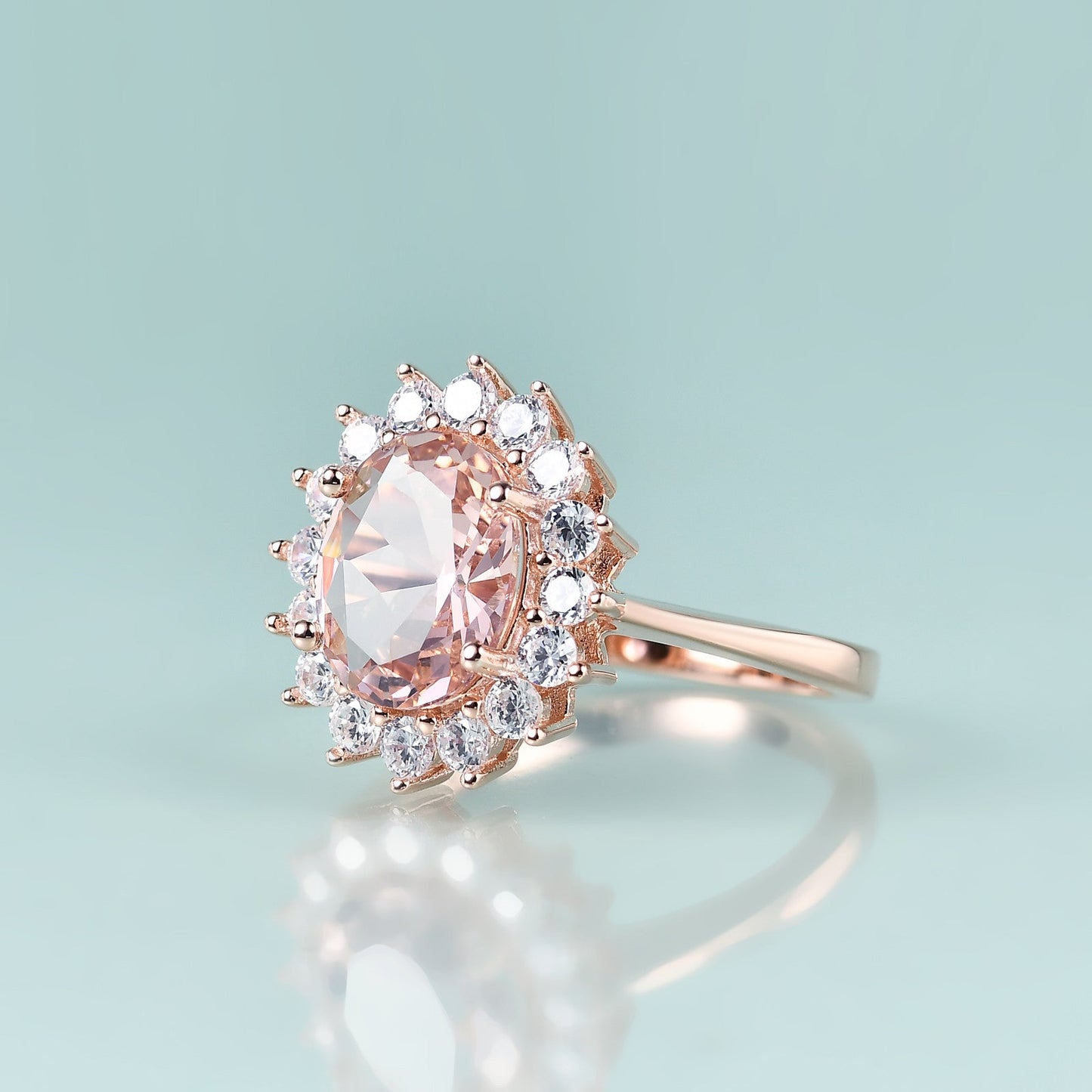 Pink morganite engagement ring Princess Diana replica ring