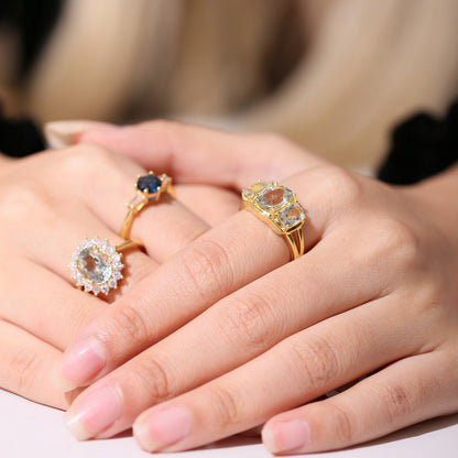 Princess Diana ring with natural green amethyst