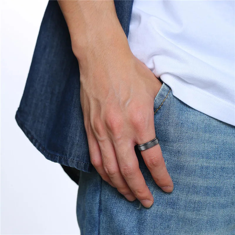 Custom fidget ring engraved spinner ring stainless steel men's women's engravable anxiety ring