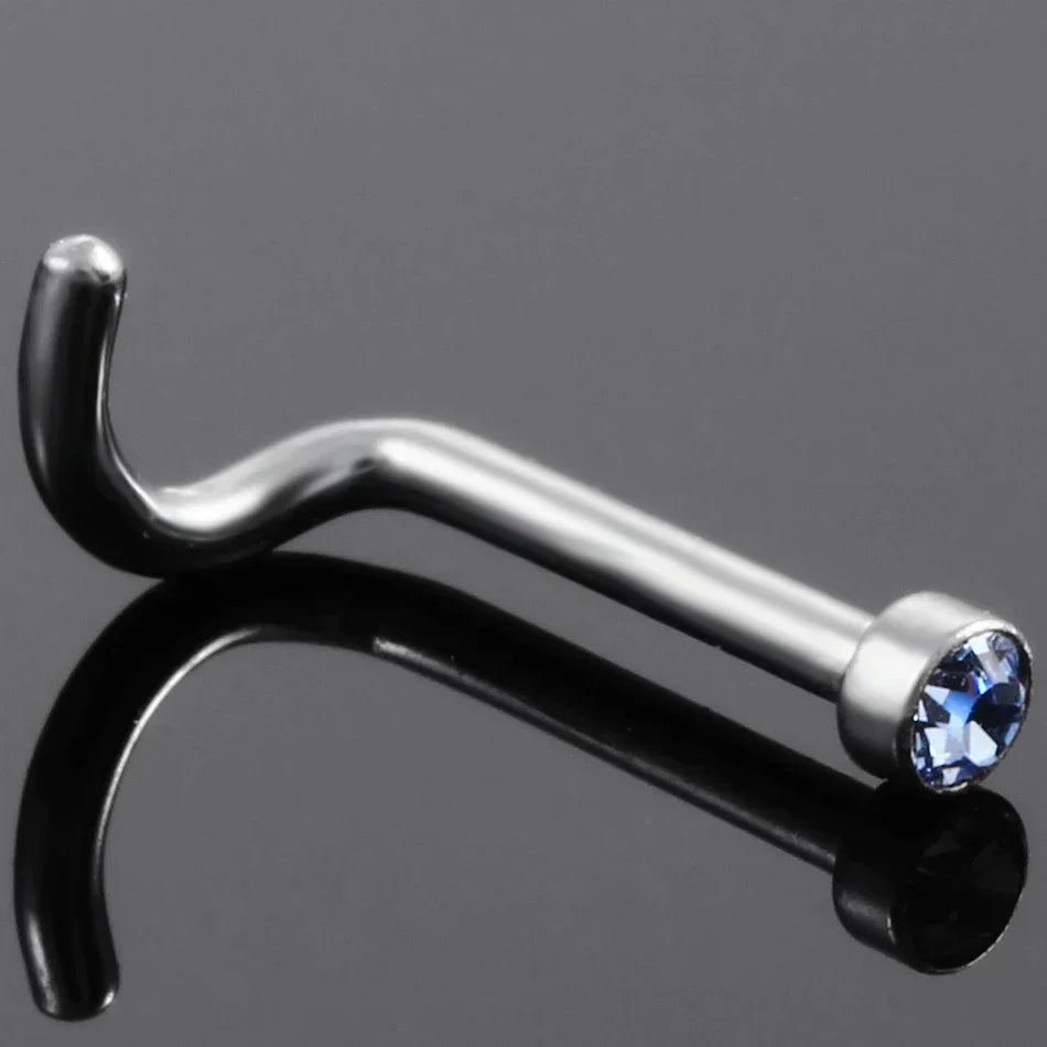 Classy nose piercing stud with CZ titanium 20G