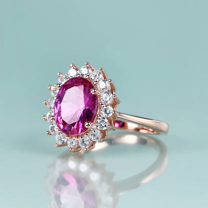 Princess Diana engagement ring pink sapphire 14K rose gold