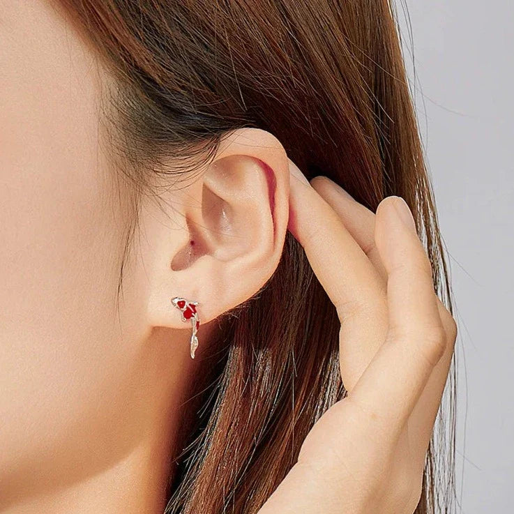 Koi fish earrings stud earrings in silver and gold made of sterling silver