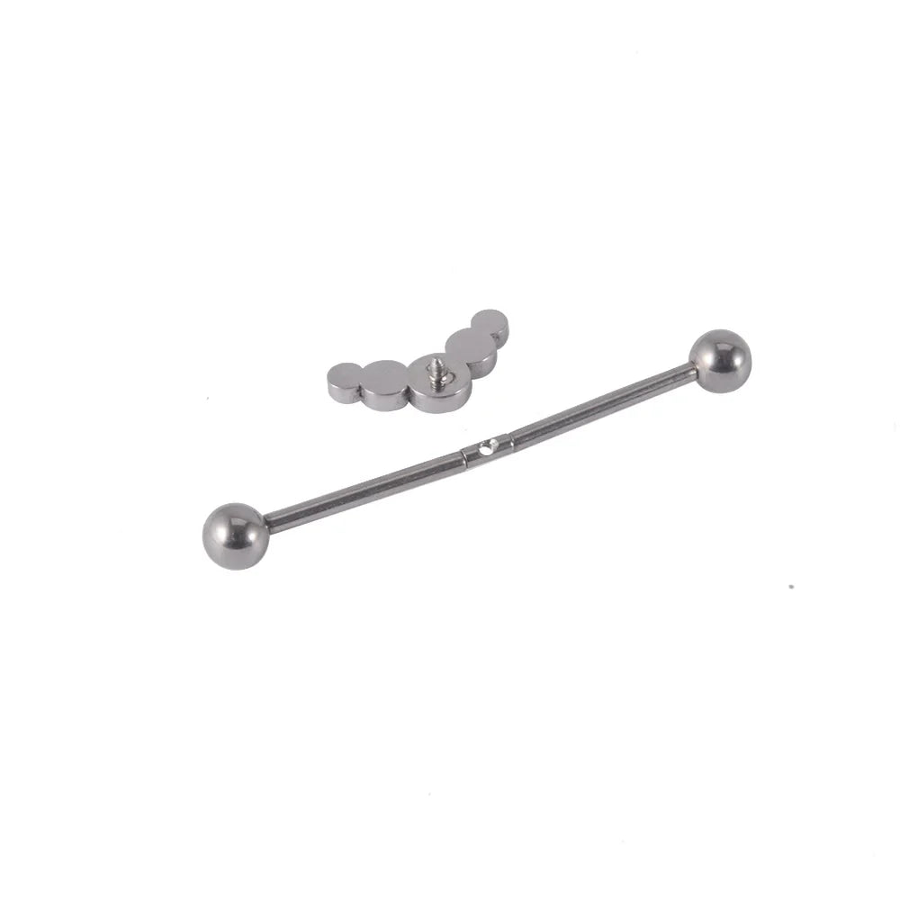 Cool industrial piercing jewelry with 5 stones titanium industrial barbell 14G 36mm