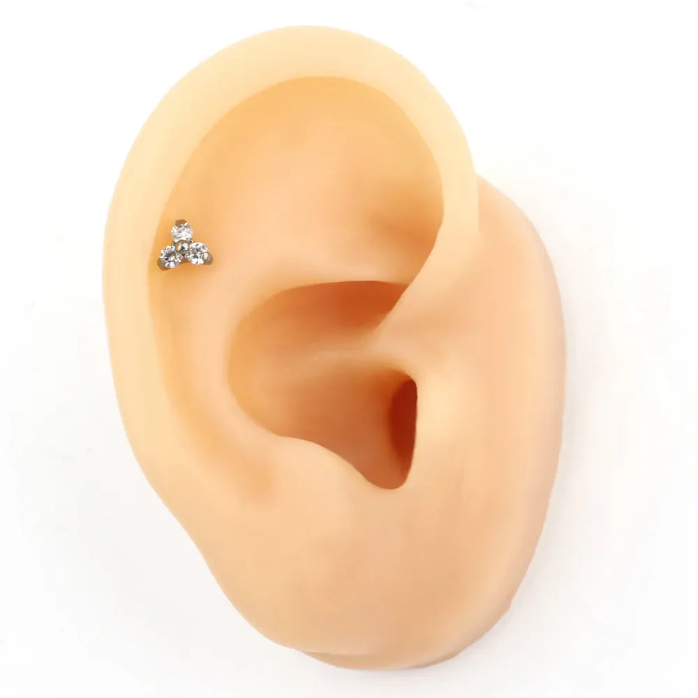 Ashley lip piercing stud implant-grade titanium with cubic zirconia 16G