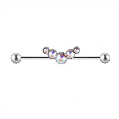 Cool industrial piercing jewelry with 5 stones titanium industrial barbell 14G 36mm