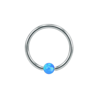 Opal septum ring 16G with white blue red opal round captive bead ring 8mm nose piercing