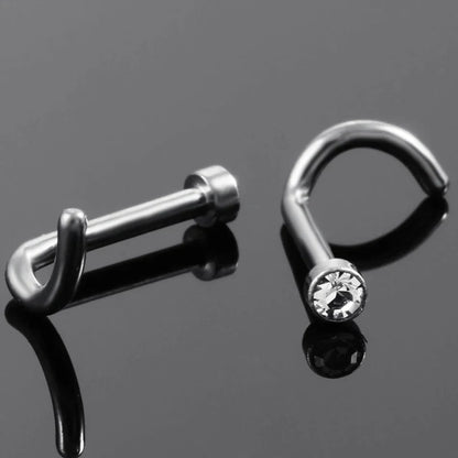 Classy nose piercing stud with CZ titanium 20G