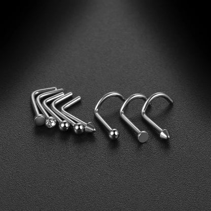 Tiny nose stud with a flat round disc titanium 18G 20G