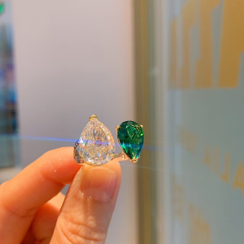 Emerald toi et moi ring vintage style