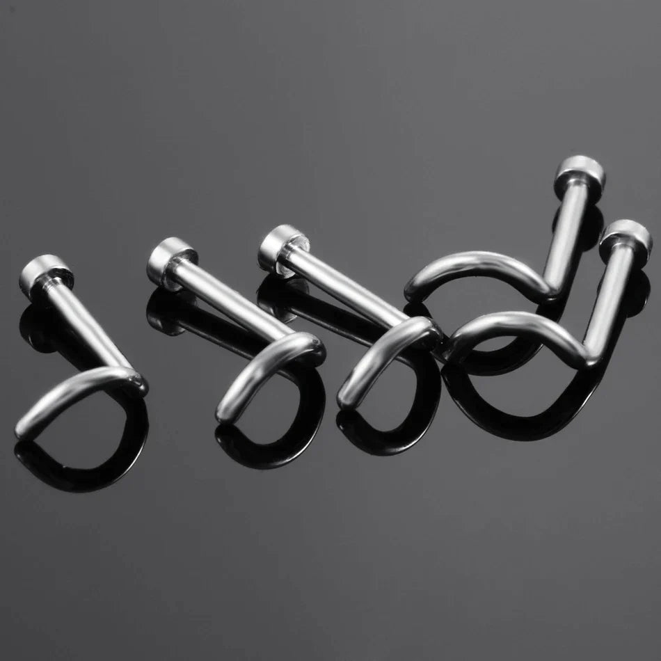 Classy nose piercing stud with CZ titanium 20G