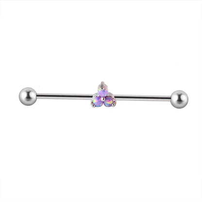 Industrial barbell with iridescent opal cluster from Rosary Milano fashion jewelry
