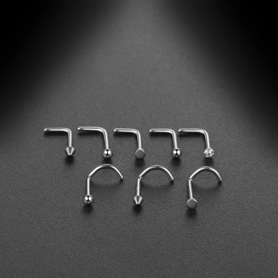 Tiny nose stud with a flat round disc titanium 18G 20G
