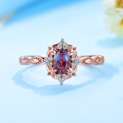 Alexandrite engagement ring vintage style