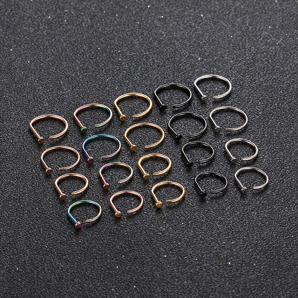 D shape nose ring 20 gauge nose ring titanium D shape nose stud 18 gauge