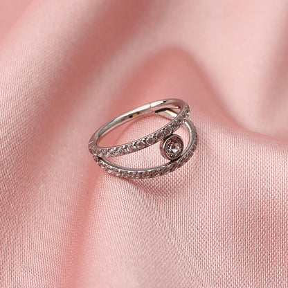 Pretty double helix piercing with CZ titanium 16G