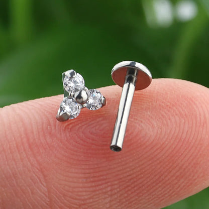 Ashley lip piercing stud implant-grade titanium with cubic zirconia 16G